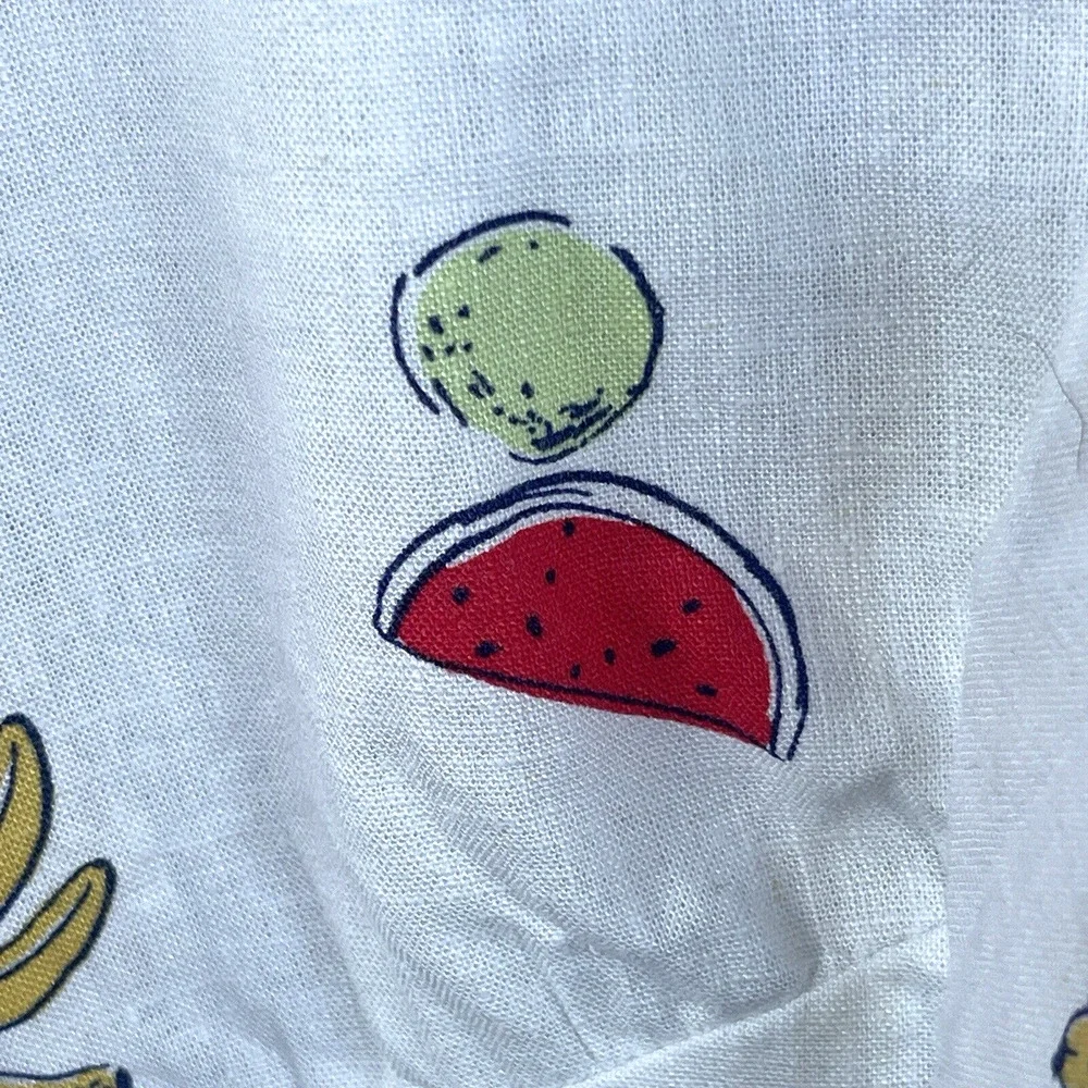 ModCloth Womens Linen Blouse Plus Size 2X Pack a Picnic Fruit Print Tie-Front - Picture 7 of 15